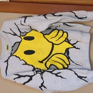 Chinatown Market Smiley Face All Over Print Smiley Originals Sweatshirt Size Med